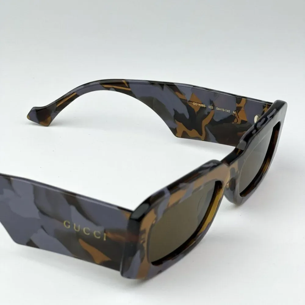 SALE! NEW Gucci GG1426S 003 Spotted Lilac Brown Unisex Rectangle Sunglasses